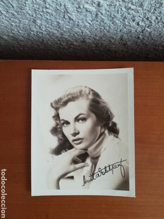 Cine: Postal fotogr&aacute;fica Anita Ekberg - firma aut&oacute;grafo impreso - actriz cine glamour