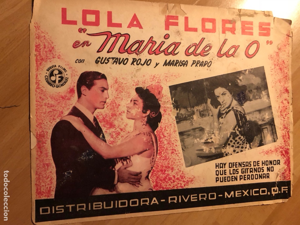 Cine: Cartel fotocromo o lobby de Maria de la o.lola flores.mexico