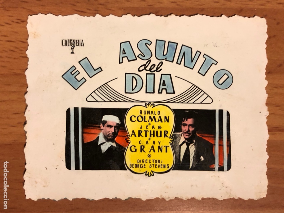 Cine: Tarjeta cliche cine 8x6 cm el asunto del d&iacute;a ronald colman Jean arthur cary grant