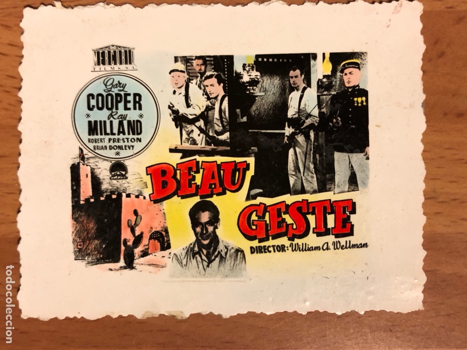 Cine: Tarjeta cliche cine 8x6 cm beau geste gary cooper ray milland