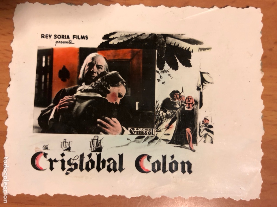 Cine: Tarjeta clich&eacute; cine 8x6 cm Crist&oacute;bal Col&oacute;n