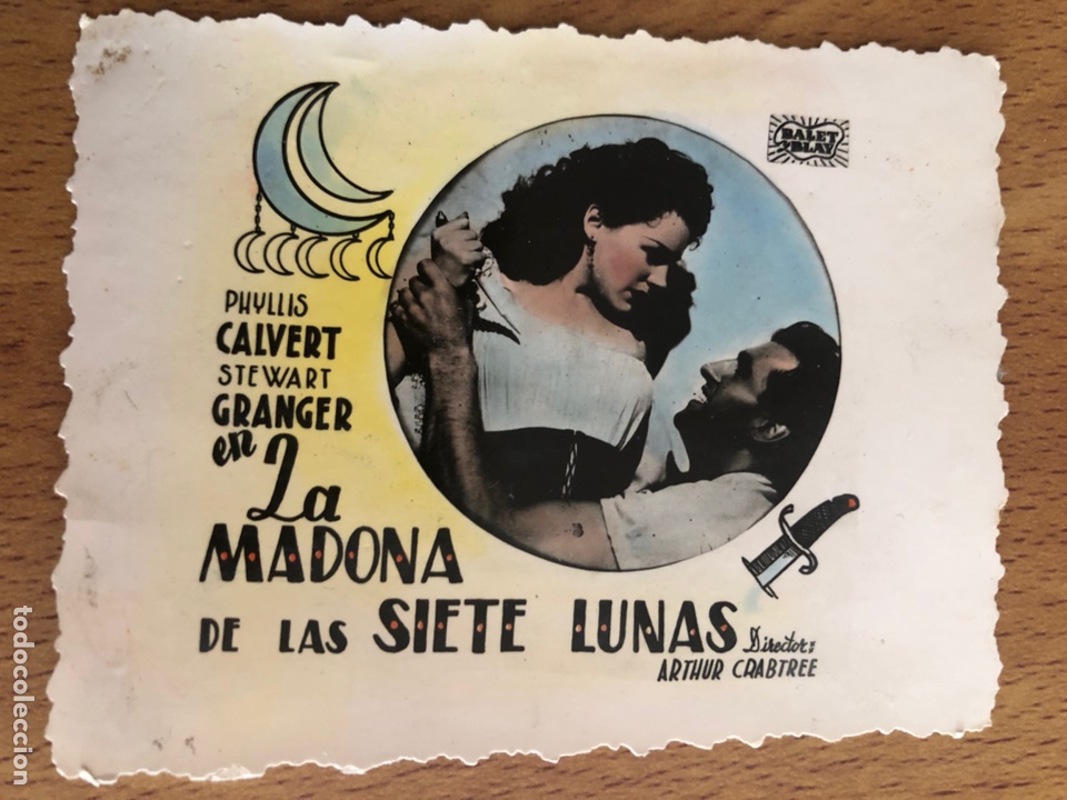 Cine: Tarjeta clich&eacute; cine 8x6 cm la madona de las siete lunas stewart granger