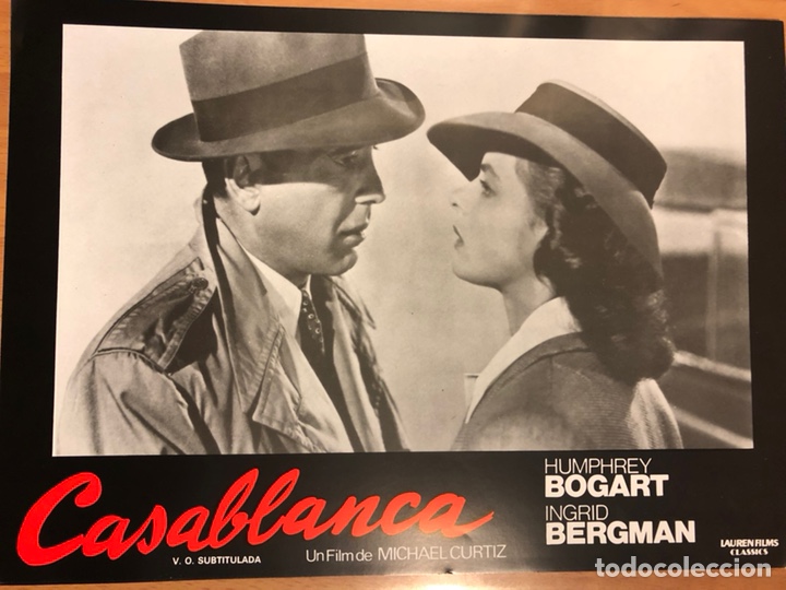 Cine: Cartel fotocromo Casablanca humphrey bogart ingrid bergman 33x24 cm