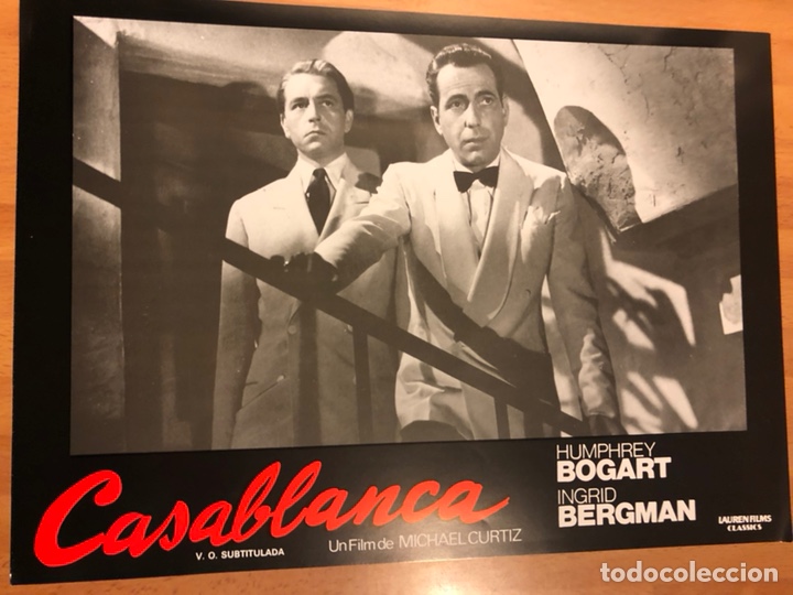 Cine: Cartel fotocromo Casablanca humphrey bogart ingrid bergman 33x24 cm