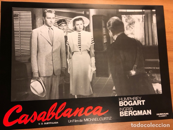 Cine: Cartel fotocromo Casablanca humphrey bogart ingrid bergman 33x24 cm
