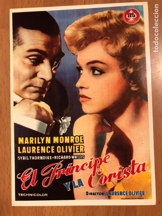 Cine: Tarjeta postal el principe y la corista Marilyn Monroe Laurence Olivier