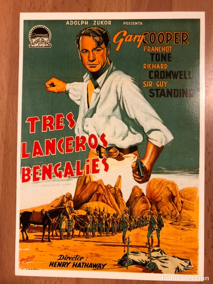 Cine: Tarjeta postal tres lanceros bengalies gary cooper