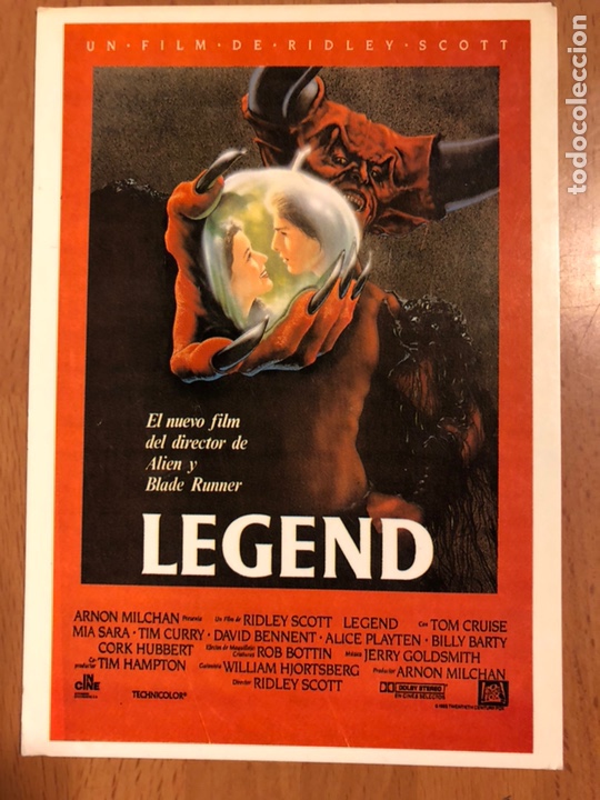 Cine: Tarjeta postal Legend tom cruise.ridley scott