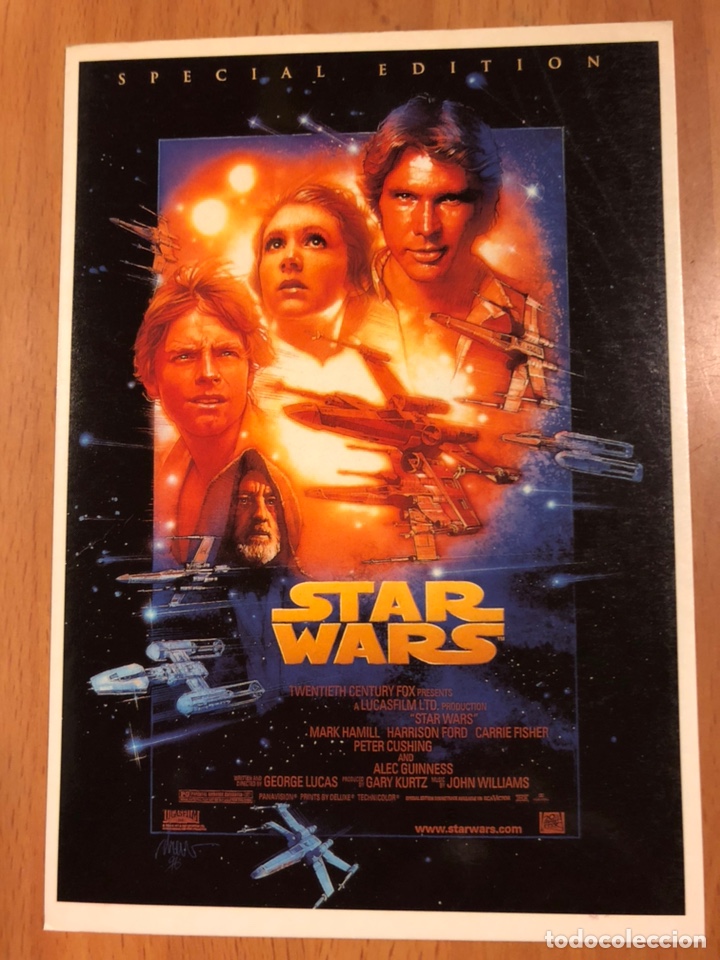 Cine: Tarjeta postal Star Wars la guerra de las galaxias.carrie fisher harrison ford