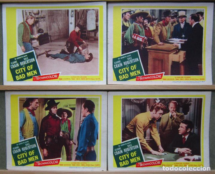 Cine: ZJ51 CITY OF BAD MEN DALE ROBERTSON 4 FOTOCROMOS LOBBY CARDS ORIGINAL AMERICANO