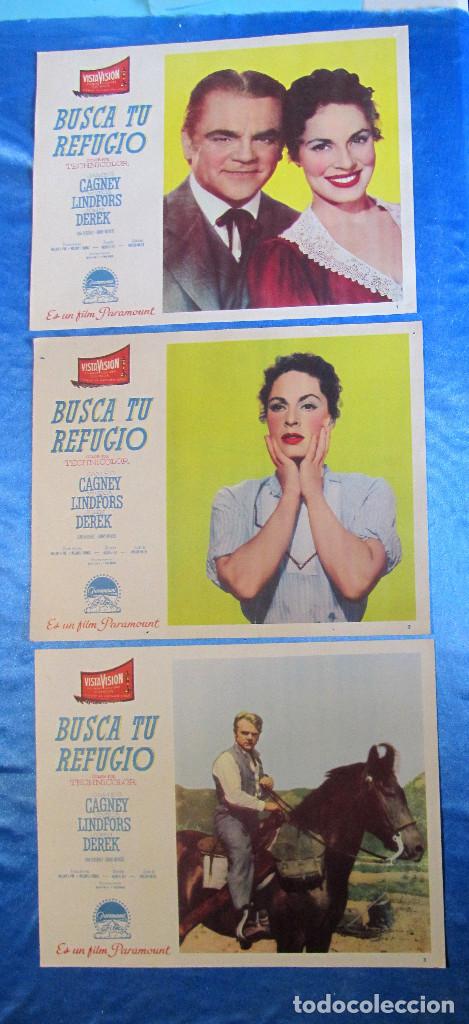 Cine: LOBBY CARD. 15 FOTOCROMOS. BUSCA TU REFUGIO, 1955. JAMES CAGNEY, VIVECA LINDFORS. DIR. NICHOLAS RAY.