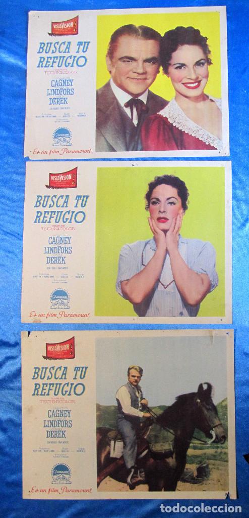 Cine: LOBBY CARD. 15 FOTOCROMOS. BUSCA TU REFUGIO, 1955. JAMES CAGNEY, VIVECA LINDFORS. DIR. NICHOLAS RAY.
