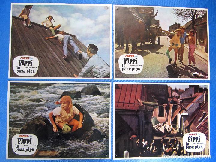 Cine: LOBBY CARD. 7 FOTOCROMOS. PIPPI SE LO PASA PIPA. INGER NILSSON, 1975.