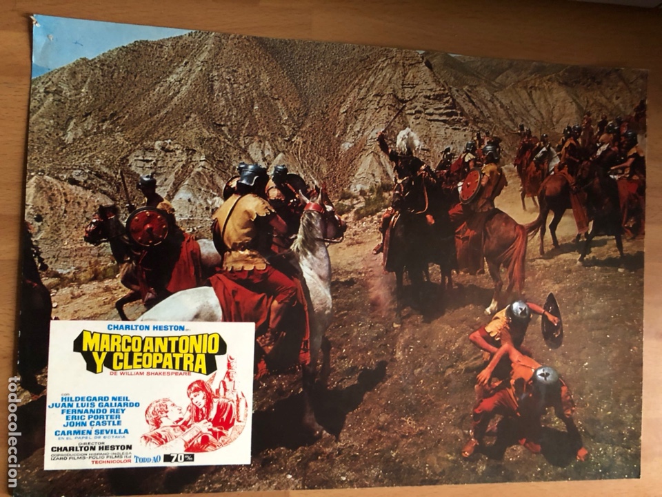 Cine: Fotocromo o lobby de marco Antonio y Cleopatra.charlton heston hildegarde neil.34x24 cm