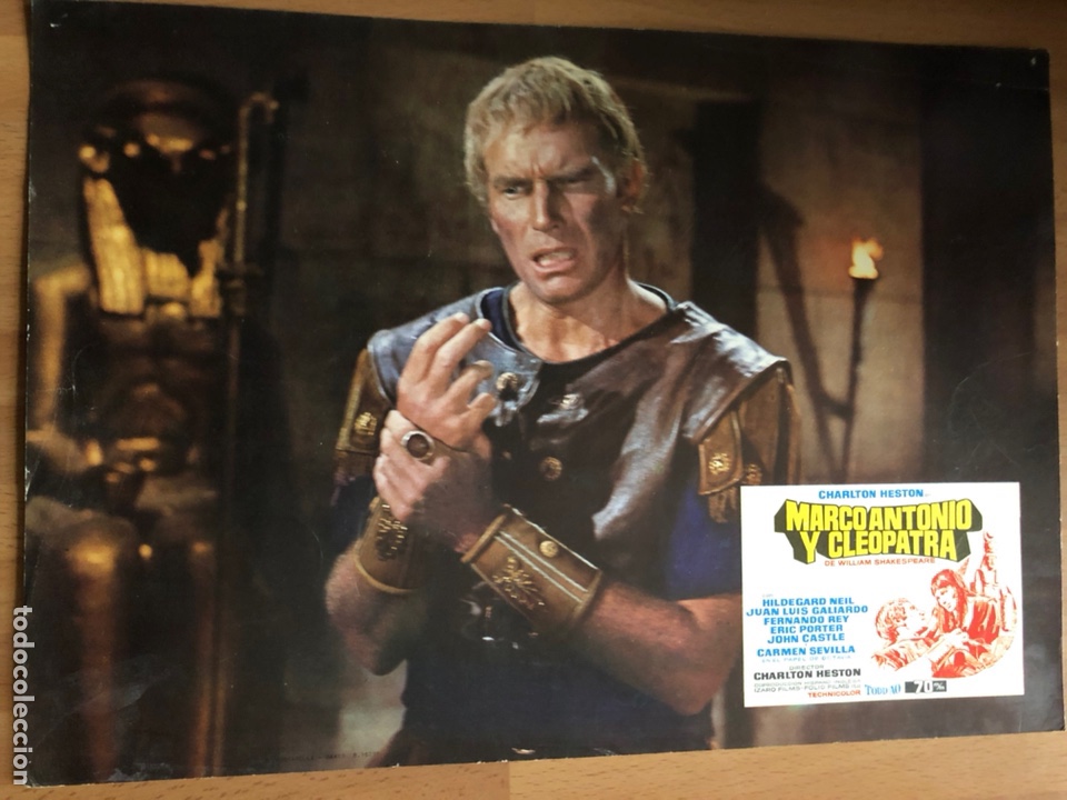 Cine: Fotocromo o lobby de marco Antonio y Cleopatra.charlton heston hildegarde neil.34x24 cm