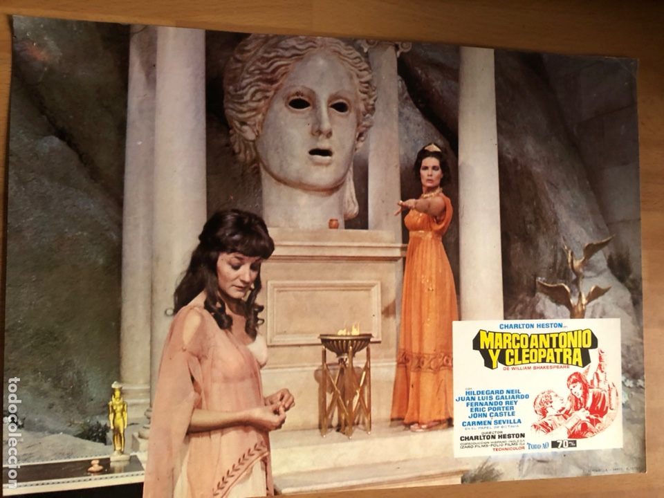 Cine: Fotocromo o lobby de marco Antonio y Cleopatra.charlton heston hildegarde neil.34x24 cm