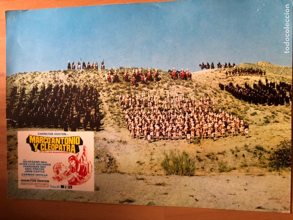 Cine: Fotocromo o lobby de marco Antonio y Cleopatra.charlton heston hildegarde neil.34x24 cm