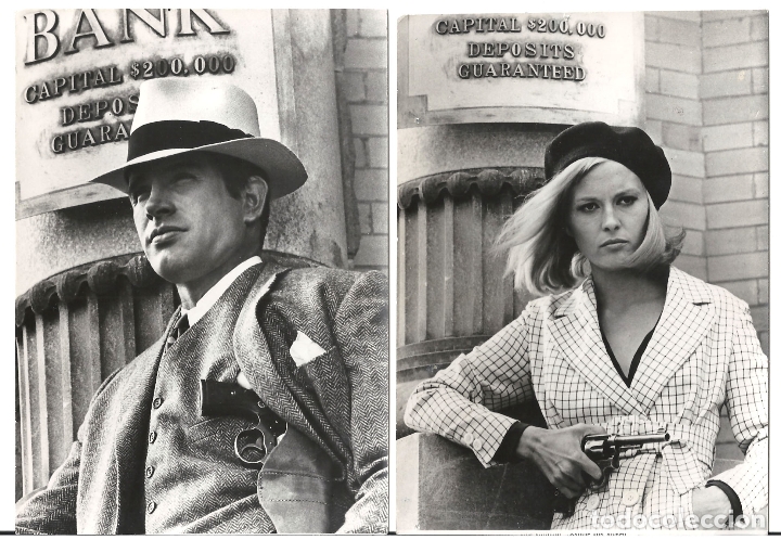 Kino: F29979 BONNIE Y CLYDE WARREN BEATTY FAYE DUNAWAY 2 FOTOS B/N ORIGINALES ESPA&Ntilde;OLAS