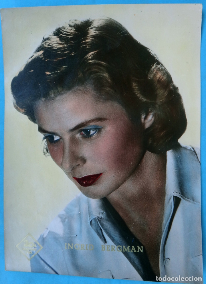 Cin&eacute;ma: ESPECTACULAR FOTO FOTOGRAFIA ANTIGUA , INGRID BERGMAN MUY GRANDE COLOREADA , CENTURY FOX , ORIGINAL