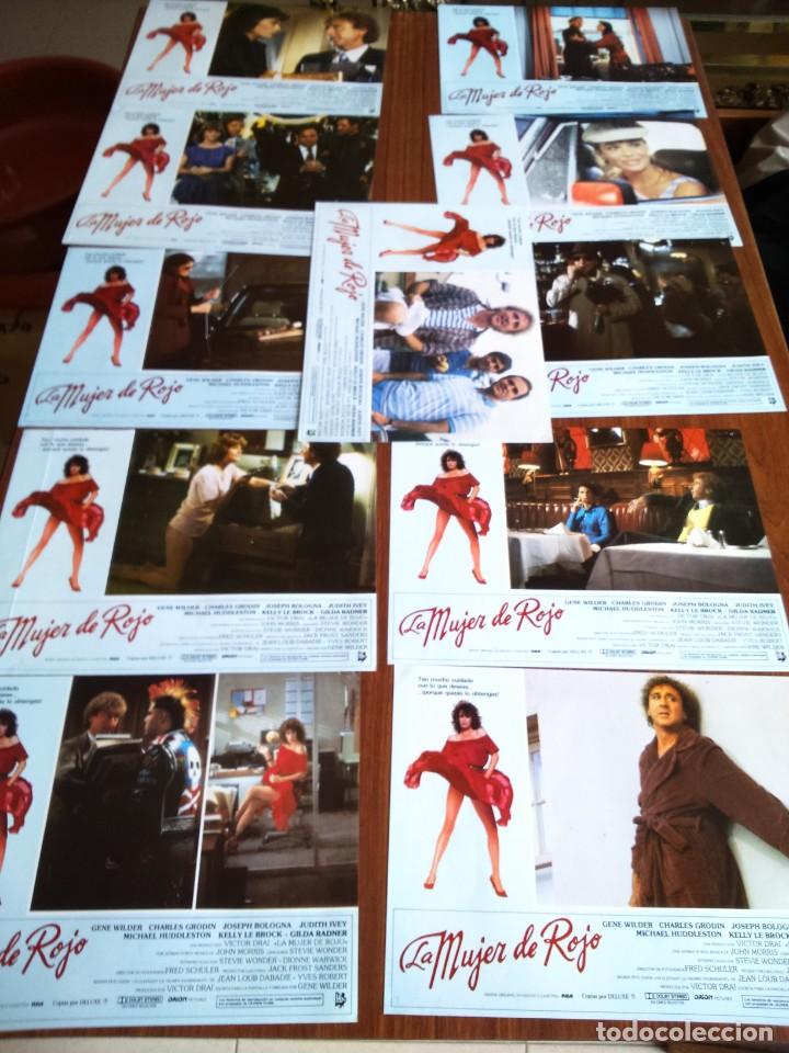 Cinema: LA MUJER DE ROJO -- 11 FOTOCROMOS ORIGINALES DE CINE -- GENE WILDER --