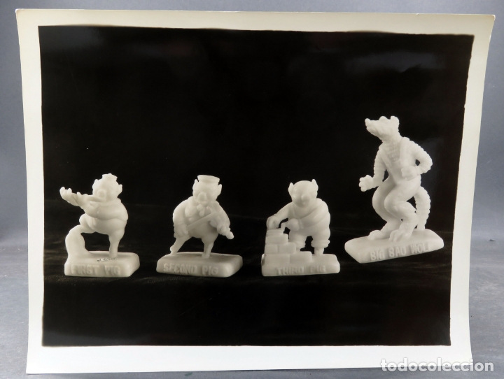 Cine: Foto original prensa Walt Disney maquetas Tres Cerditos Lobo a&ntilde;os 30 26 cm x 20 cm