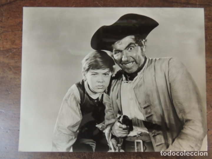 Cine: Bobby Driscoll  Robert Newton - foto original b/n - la isla del tesoro Treasure Island