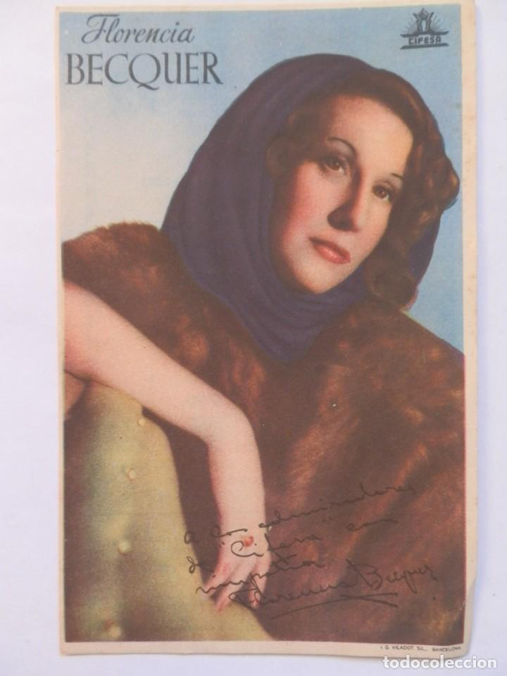 Cine: ANTIGUO CROMO ARTISTAS DE CINE ACTRIZ FLORENCIA BECQUER. A&Ntilde;OS 40.. PRODUCTORA CIFESA