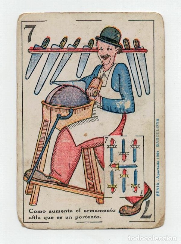 Cinema: CROMO CARTA BARAJA HUMOR - 7 SIETE DE ESPADAS - DORSO MLLE. BRABANT - CHOCOLATES GUILLEN