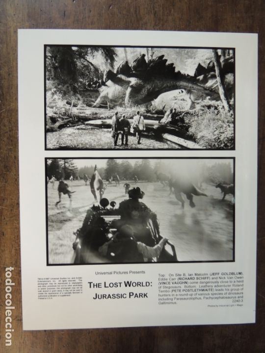 Cine: jurassic park parque jurasico - foto b/n original steven spielberg the lost world