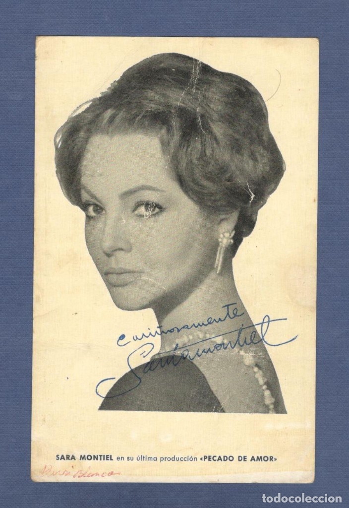 Cine: POSTAL TARJETA: SARA MONTIEL EN PECADO DE AMOR - (FIRMA IMPRESA)