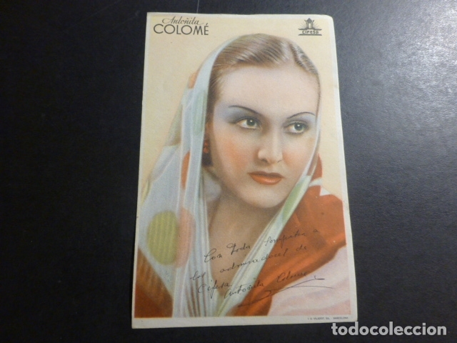 Kino: ANTO&Ntilde;ITA COLOM&Eacute; TARJETA CON FIRMA PUBLICIDAD CIFESA 8,6 X 13,4 CMTS