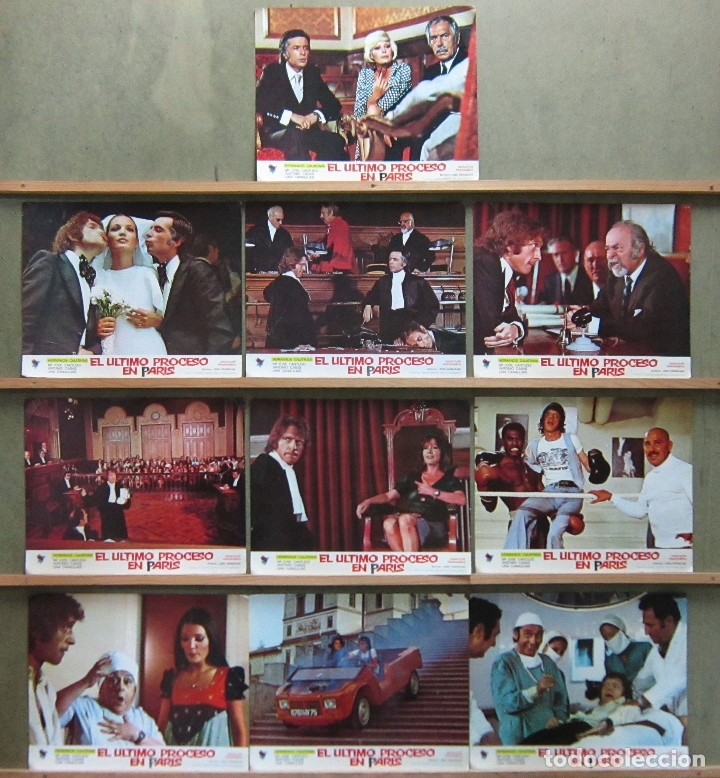 Cinema: ZT41 EL ULTIMO PROCESO EN PARIS HNOS CALATRAVA CANTUDO CITROEN MEHARI SET 10 FOTOCROMOS ORIG ESTRENO