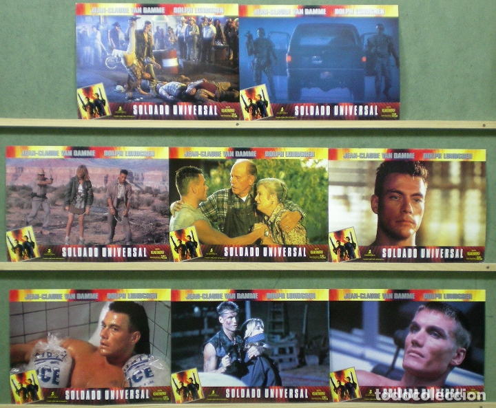 Cine: ZT69 SOLDADO UNIVERSAL JEAN-CLAUDE VAN DAMME SET COMPLETO 8 FOTOCROMOS ORIGINAL ESTRENO