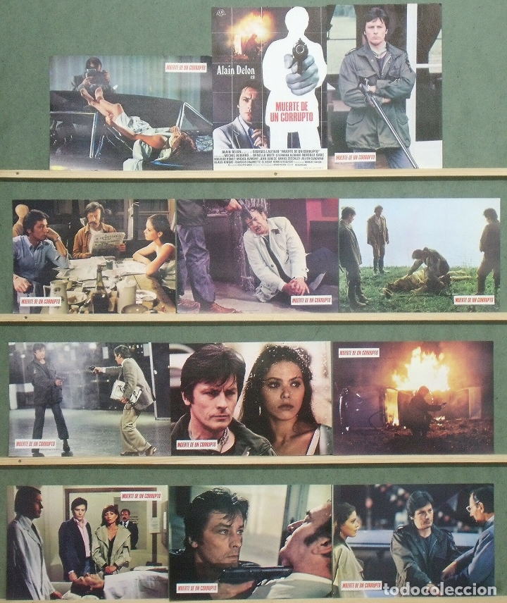 Cine: ZT73 MUERTE DE UN CORRUPTO ALAIN DELON ORNELLA MUTI SET COMPLETO DE 12 FOTOCROMOS ORIGINAL ESTRENO