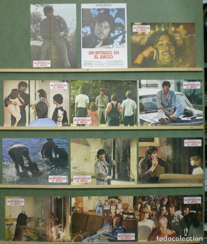 Cine: ZT74 UN INTRUSO EN JUEGO ALAIN DELON SET COMPLETO 12 FOTOCROMOS ORIGINAL ESTRENO