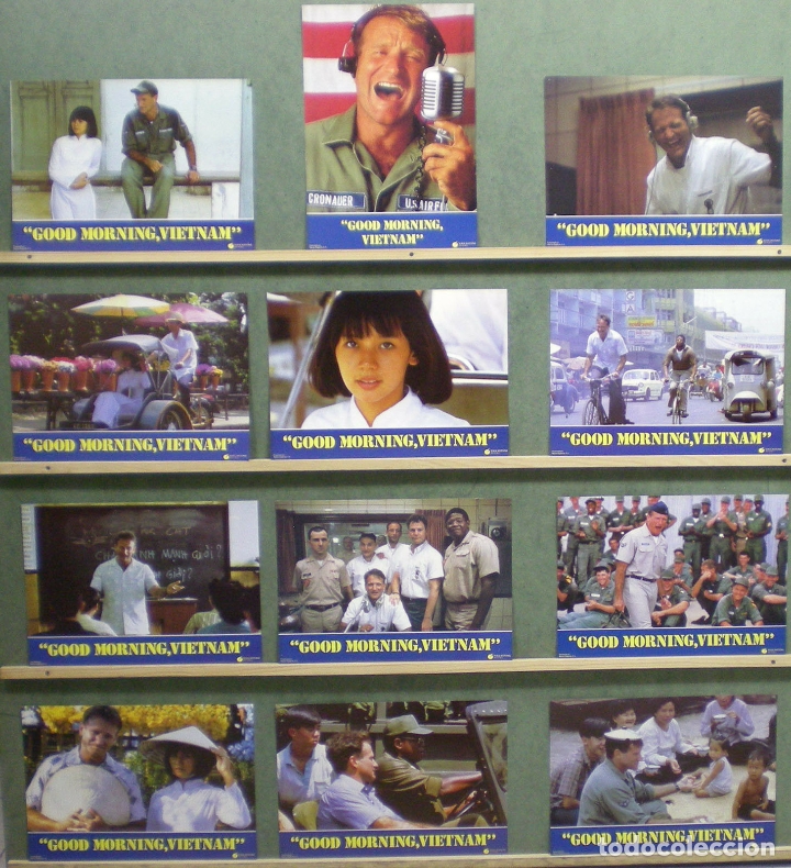 Cine: ZT89 GOOD MORNING VIETNAM ROBIN WILLIAMS SET COMPLETO 12 FOTOCROMOS ORIGINAL ESTRENO