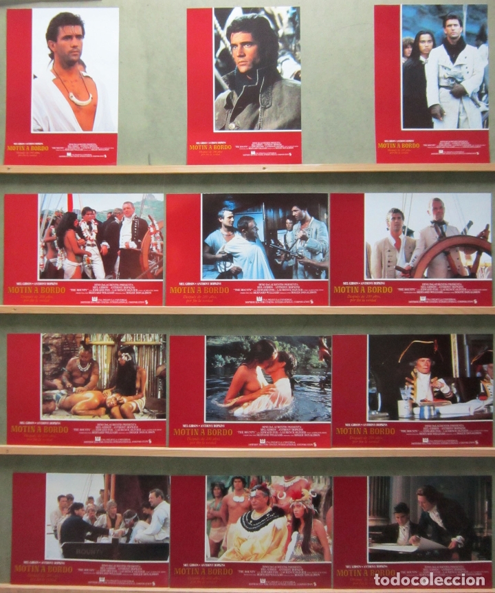 Cine: ZT91 MOTIN A BORDO MEL GIBSON ANTHONY HOPKINS SET COMPLETO 12 FOTOCROMOS ORIGINAL ESTRENO SCDO
