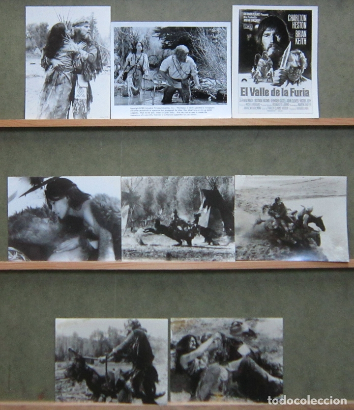 Cine: F30193D EL VALLE DE LA FURIA CHARLTON HESTON 7 FOTOS B/N ORIGINALES ESPA&Ntilde;OLAS
