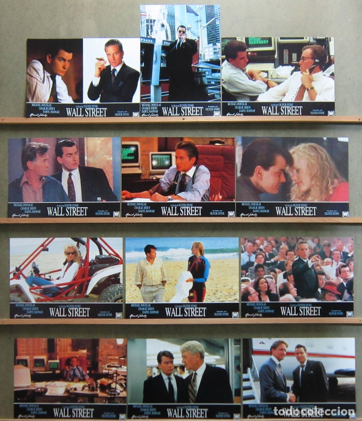 Cinema: QU16 WALL STREET OLIVER STONE MICHAEL DOUGLAS SET COMPLETO 12 FOTOCROMOS ORIGINAL ESTRENO