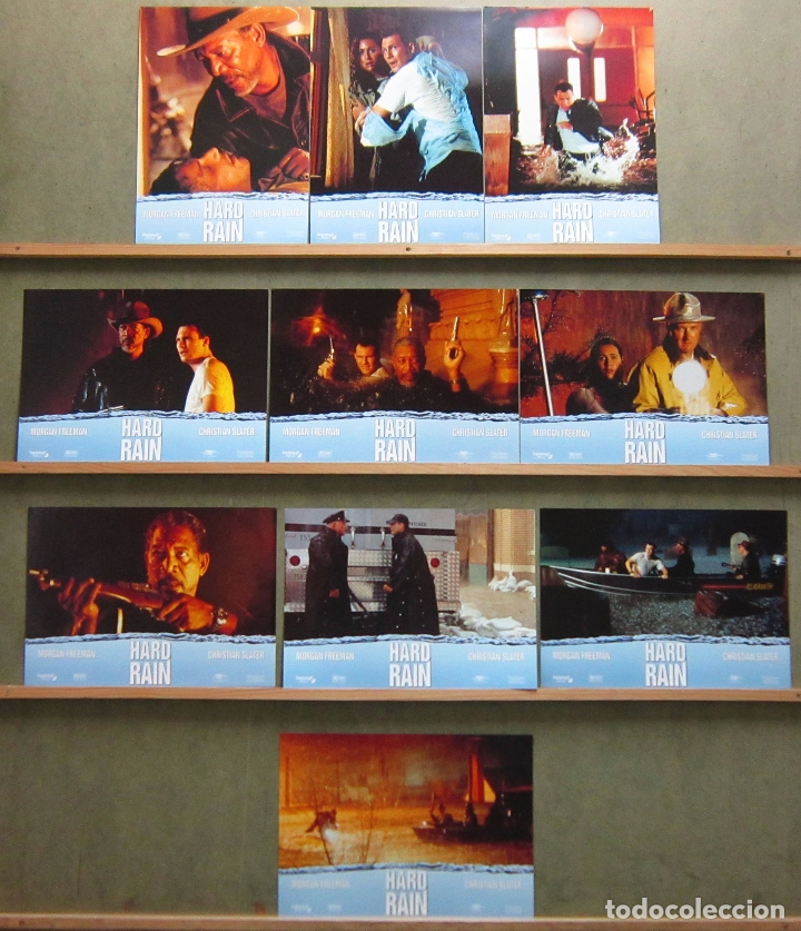 Cine: QU04 HARD RAIN MORGAN FREEMAN CHRISTIAN SLATER SET COMPLETO 10 FOTOCROMOS ORIGINAL ESTRENO