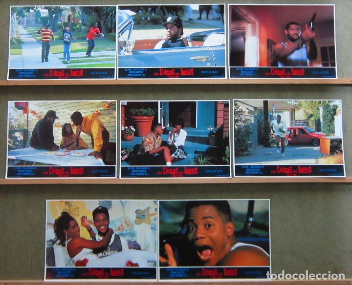 Cin&eacute;ma: AAW90D LOS CHICOS DEL BARRIO CUBA GOODING JR ICE-T SET COMPLETO 8 FOTOCROMOS ORIGINAL ESTRENO
