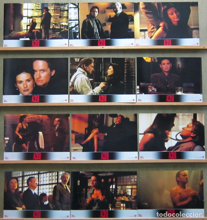 Cinema: QU08 ACOSO MICHAEL DOUGLAS DEMI MOORE SET COMPLETO 12 FOTOCROMOS ORIGINAL ESTRENO