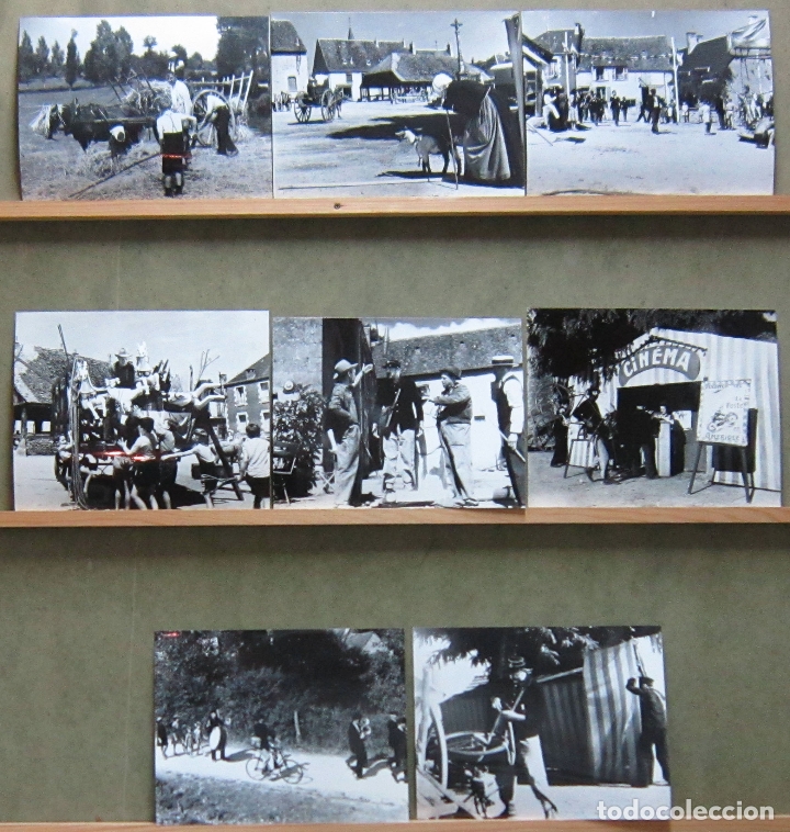 Cine: F30360 JOUR DE FETE DIA DE FIESTA JACQUES TATI BICICLETA SET 8 FOTOS ORIGINAL B/N ESPA&Ntilde;OLAS