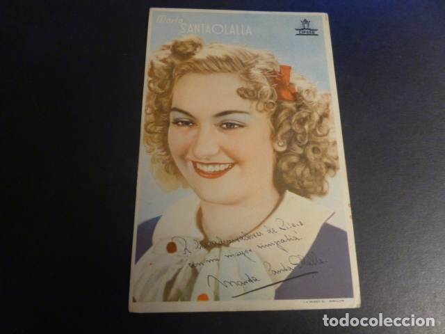 Cinema: MARTA SANTAOLALLA ACTRIZ TARJETA CON FIRMA PUBLICIDAD CIFESA 8,6 X 13,4 CMTS