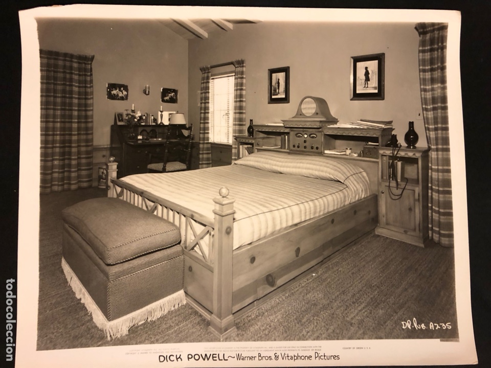 Cine: Foto original Warner Bros de la casa de Dick Powell.dormitorio.radio Art Deco 25 x 20 cm