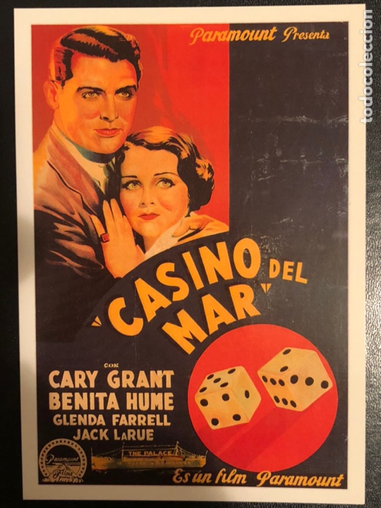 Cine: Tarjeta postal casino Del Mar.cary grant Benita Hume