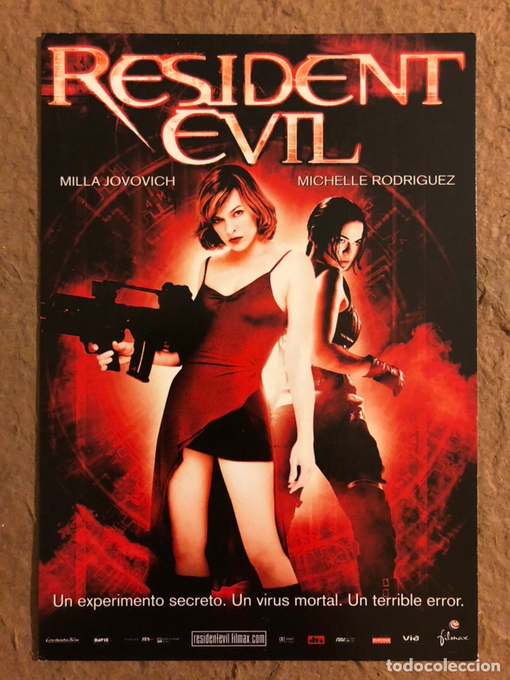 Cine: RESIDENT EVIL (MILLA JOVOVICH, MICHELLE RODR&Iacute;GUEZ). POSTAL PROMOCIONAL ESTRENO.