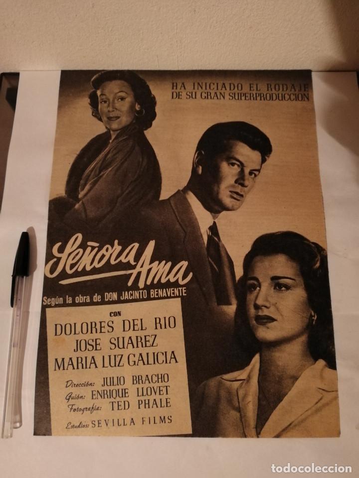 Cine: ANTIGUO ANUNCIO ENCARTONADO -A4- SE&Ntilde;ORA AMA - DOLORES DEL RIO - JOSE SUAREZ