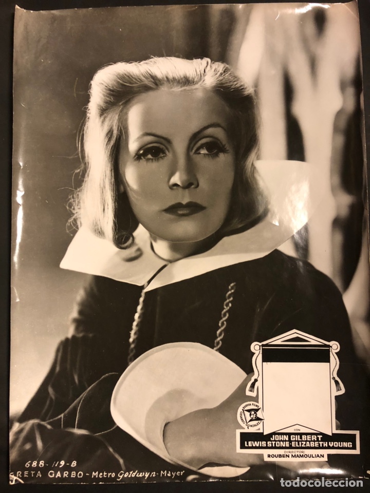 Cine: Fotocromo la reina Cristina de Suecia.Greta Garbo 40 x 30 cm