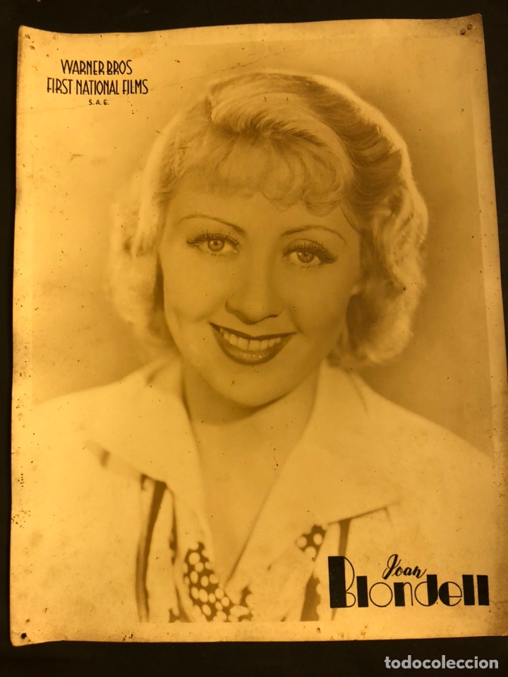 Cine: Foto original Warner de Joan Blondell.36 x 28 cm.art deco